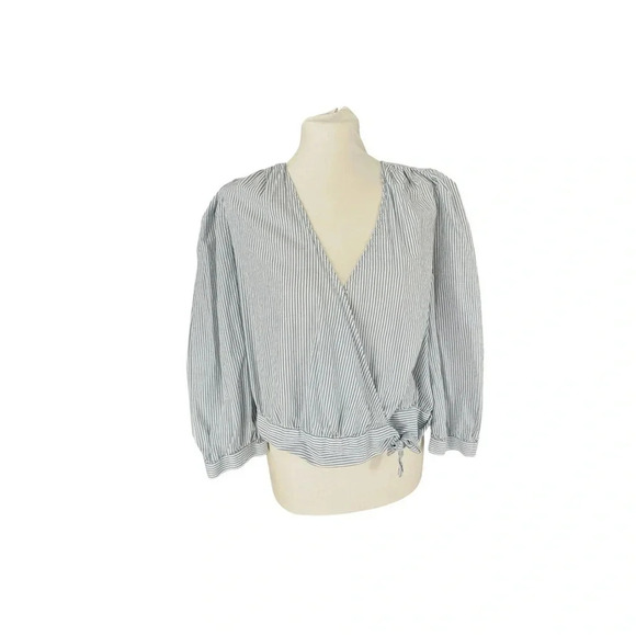 NWT Madewell Wrap Top in Indigo Stripe size XXL - Picture 4 of 8